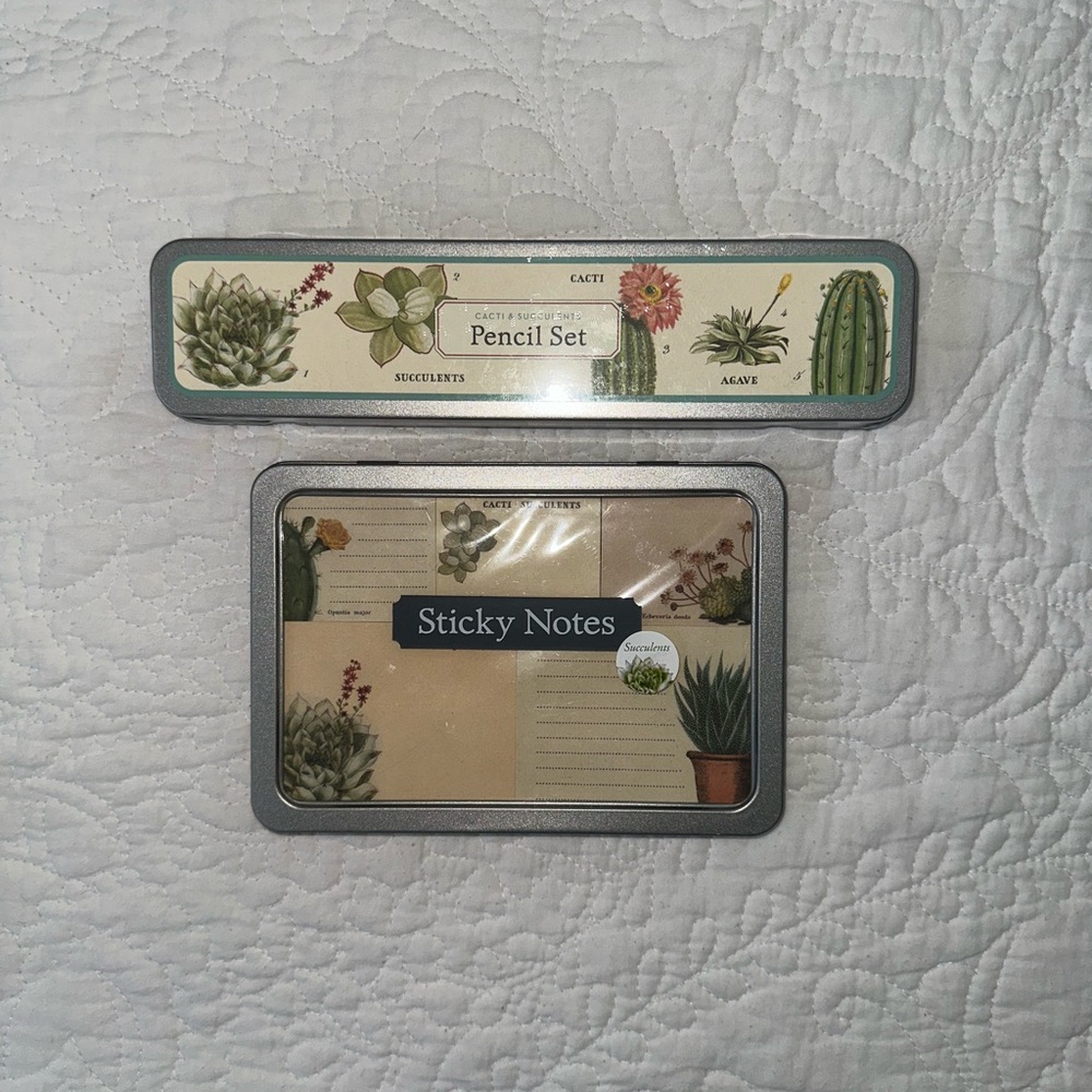 Succulent Pencil Set and Sticky Notes